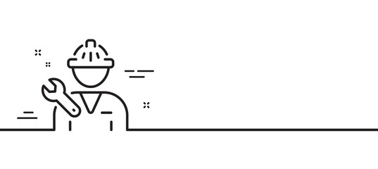 Spanner tool line icon. Repairman service sign. Fix instruments symbol. Minimal line illustration background. Repairman line icon pattern banner. White web template concept. Vector