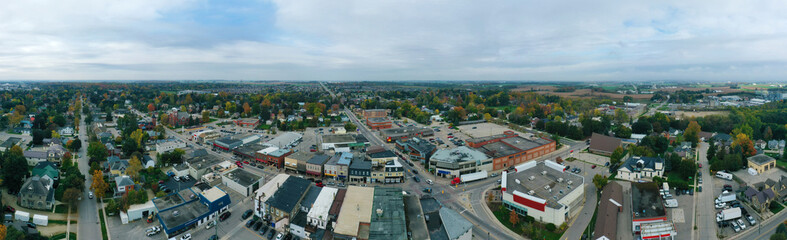 Aerial panorama of Elmira, Ontario, Canada