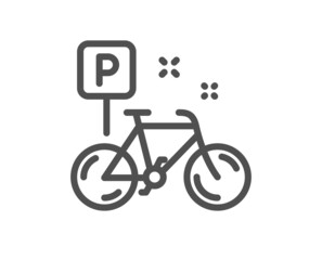 Fototapeta premium Bike line icon. Bicycle parking sign. Urban traffic symbol. Quality design element. Linear style bike icon. Editable stroke. Vector