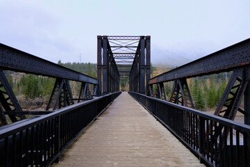 Fototapeta na wymiar Canmore Engine Bridge - Trail across the Bow River
