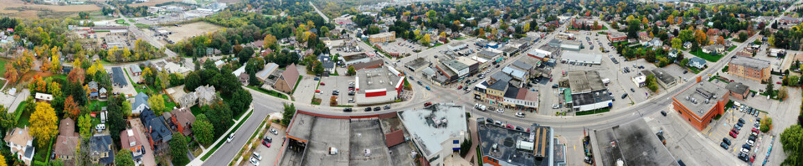 Obraz premium Aerial panorama of Elmira, Ontario, Canada downtown