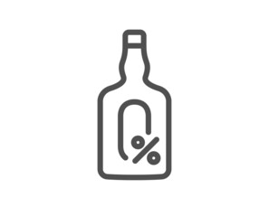Alcohol free line icon. Whiskey bottle sign. Bar drink symbol. Quality design element. Linear style alcohol free icon. Editable stroke. Vector