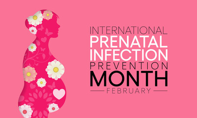 Prenatal Infection (GBS) prevention month is observed every year in February, to promote awareness of infections transmitted from mother to baby. Vector illustration