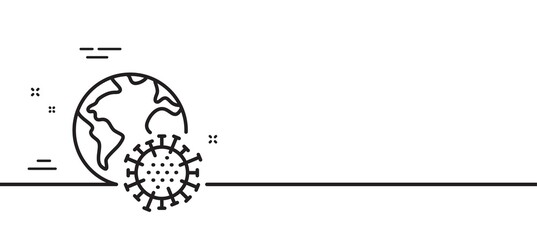 Coronavirus pandemic line icon. Covid virus sign. Global infection symbol. Minimal line illustration background. Coronavirus pandemic line icon pattern banner. White web template concept. Vector