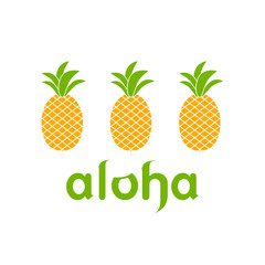 Three vector pineapples. Aloha logo