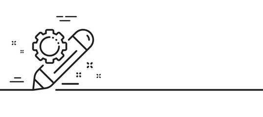 Project edit line icon. Settings management sign. Pencil symbol. Minimal line illustration background. Project edit line icon pattern banner. White web template concept. Vector