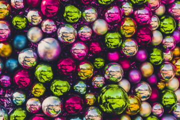 Fototapeta na wymiar Christmas background of glass holiday balls