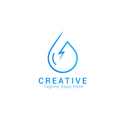 water drop vector logo design element lightning energy water drop icon illustration