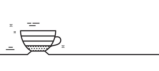 Cappuccino coffee icon. Hot drink sign. Beverage symbol. Minimal line illustration background. Cappuccino line icon pattern banner. White web template concept. Vector