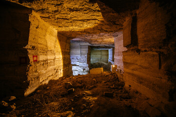 Old abandoned limestone mine in Kerch, Crimea