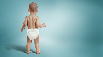 Newborn in the diaper. Isolated	baby. - obrazy, fototapety, plakaty
