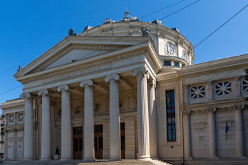 Romanian Athenaeum in city of Bucharest, Romania
