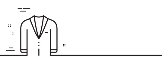 Suit line icon. Menswear clothing sign. Business wear symbol. Minimal line illustration background. Suit line icon pattern banner. White web template concept. Vector