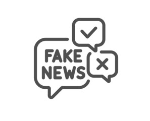 Fake news line icon. Propaganda conspiracy chat sign. Wrong truth symbol. Quality design element. Linear style fake news icon. Editable stroke. Vector