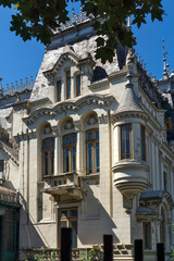 Fototapeta na wymiar Typical street and building in city of Bucharest, Romania
