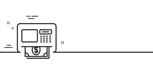 ATM line icon. Money withdraw sign. Payment machine symbol. Minimal line illustration background. ATM line icon pattern banner. White web template concept. Vector