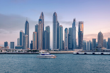 Dubai Marina and famous Jumeirah beach Skyline view