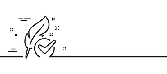 Hypoallergenic tested line icon. Feather sign. No synthetic symbol. Minimal line illustration background. Hypoallergenic tested line icon pattern banner. White web template concept. Vector