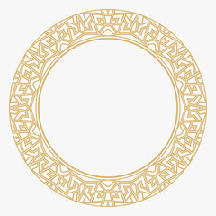Circular decorative gold frame.
