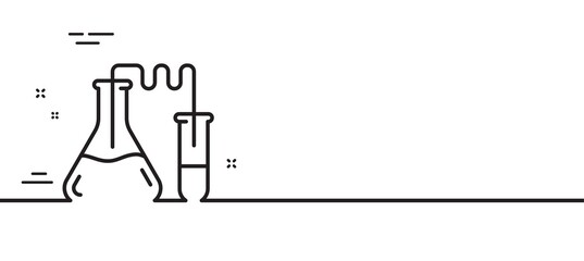 Medicine chemistry lab line icon. Medical laboratory sign. Minimal line illustration background. Chemistry lab line icon pattern banner. White web template concept. Vector