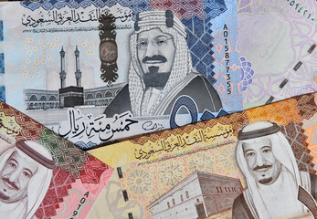 dinero actual de arabia saudi con foco selectivo
