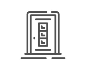 Door line icon. Building entrance sign. Exit doorway symbol. Quality design element. Linear style door icon. Editable stroke. Vector
