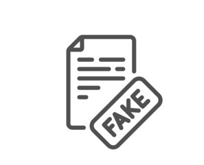 Fake news line icon. Propaganda conspiracy document sign. Wrong truth symbol. Quality design element. Linear style fake news icon. Editable stroke. Vector