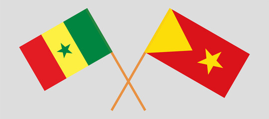 Crossed flags of Senegal and Tigray. Official colors. Correct proportion