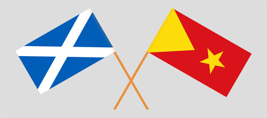 Crossed flags of Scotland and Tigray. Official colors. Correct proportion