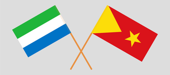 Crossed flags of Sierra Leone and Tigray. Official colors. Correct proportion
