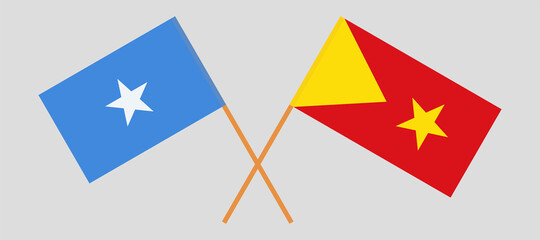 Crossed flags of Somalia and Tigray. Official colors. Correct proportion
