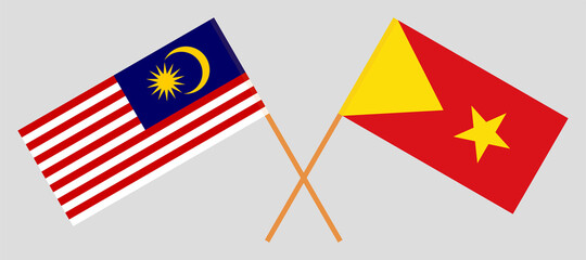 Crossed flags of Malaysia and Tigray. Official colors. Correct proportion