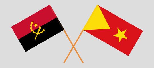 Crossed flags of Angola and Tigray. Official colors. Correct proportion