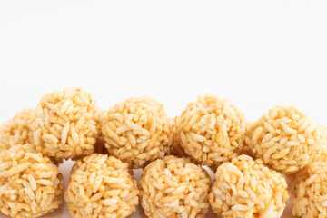Indian Winter Delicacy Lai Laddu Gajak Or Kurmura Laai Ke Ladoo Made Of Puffed Rice Parmal Murmura Mixed With Jaggery Syrup Gur Chasni Or Gud Ki Chashni Is Mostly Enjoyed On Makar Sankranti And Lohri