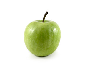 Green apple on white background
