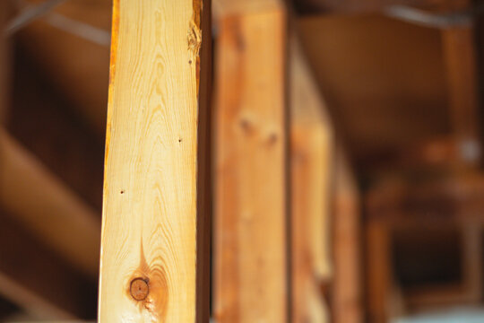 Building framing with wooden material, home renovation 2 by 4 material, setting up a new wall.
