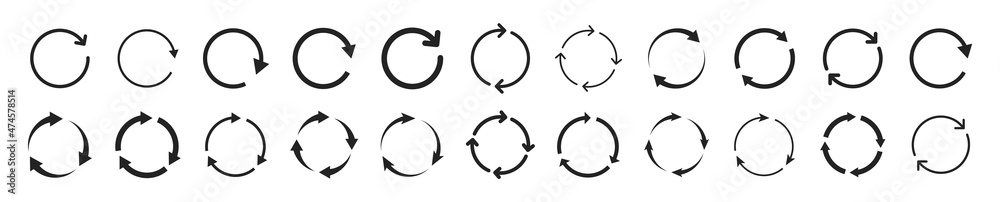 Poster set of circle arrows. vector elements. black loading symbol.