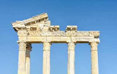Naklejka premium Temple of Apollo in Side. Ruin. The temple is in the form of an even rectangle. Peripter. Turkey