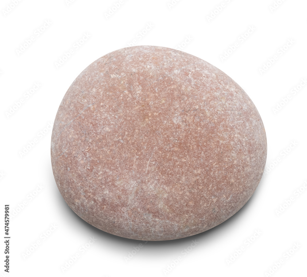 Aufkleber pebble. smooth red sea stone isolated on white background with shadows, clipping path for isolation 