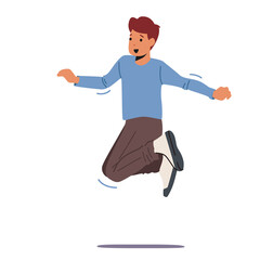 Little Boy Playing and Jumping Isolated on White Background. School Children Celebrate Party, Meeting Summer Vacation