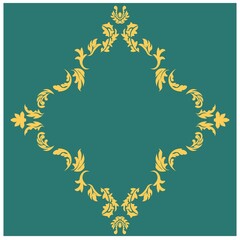 Beautiful cartoon illustration with damask pattern. Vector vintage damask pattern design. Vintage vector illustration.