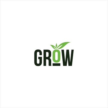 word grow logo vector plant template