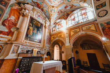 Altar inside the convent of Santa Caterina del Sasso on Lake Maggiore