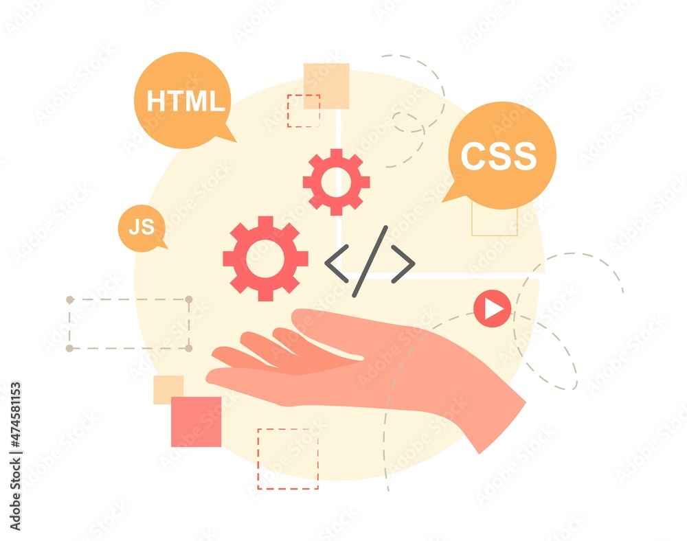 Poster online programming concept. modern technologies important professions writing code. development of a