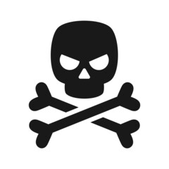 Simple cartoon evil skull with crossbones vector illustration