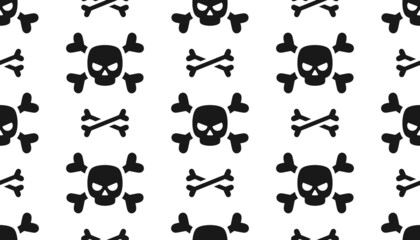 Skulls and crossbones simple cartoon style seamless pattern