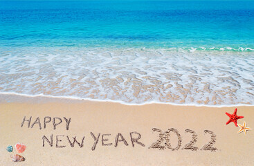 happy new year 2022 by the sea
