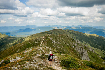 Naklejka na ściany i meble Summer hikes in the mountains. Beautiful mountains landscape, Carpathians, Ukraine