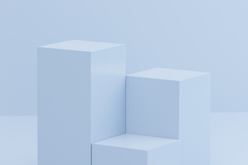 Podium for business. In pastel blue tones. 3d rendering illustration