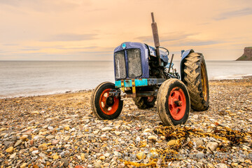 Boat tractor on the shores of Saltburn on sea